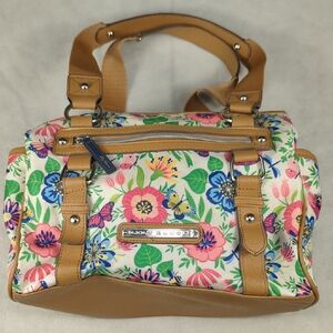 Lily Bloom Landon Triple Section Satchel Butterfly Floral Women's Shoulder Bag